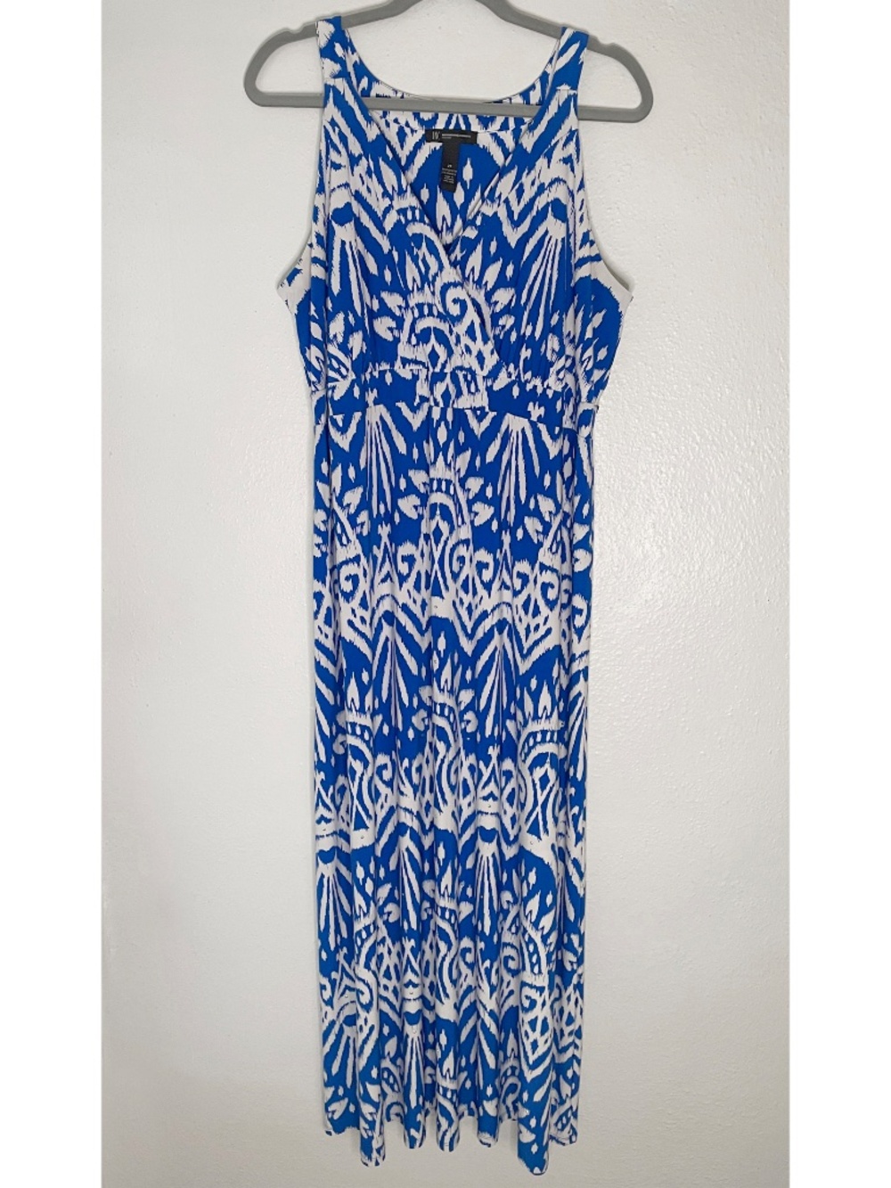 INC Long Maxi Dress Sleeveless Blue & White 2X